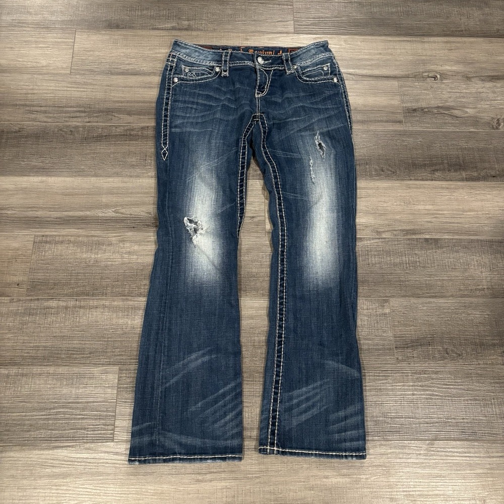 Women's Rock Revival Easy Boot Cut Faded Blue Jeans Size 28x31